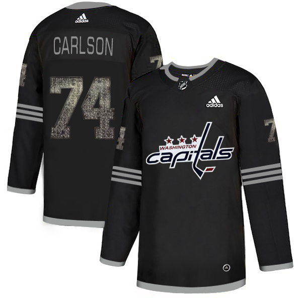 Adidas Capitals #74 John Carlson Black_1 Authentic Classic Stitched NHL Jersey