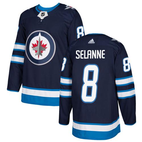 Adidas Jets #8 Teemu Selanne Navy Blue Home Authentic Stitched NHL Jersey Adidas Jets #8 Teemu Selanne Navy Blue Home Authentic Stitched NHL Jersey