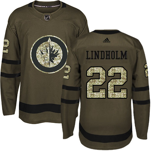 Adidas Jets #22 Par Lindholm Green Salute To Service Stitched NHL Jersey