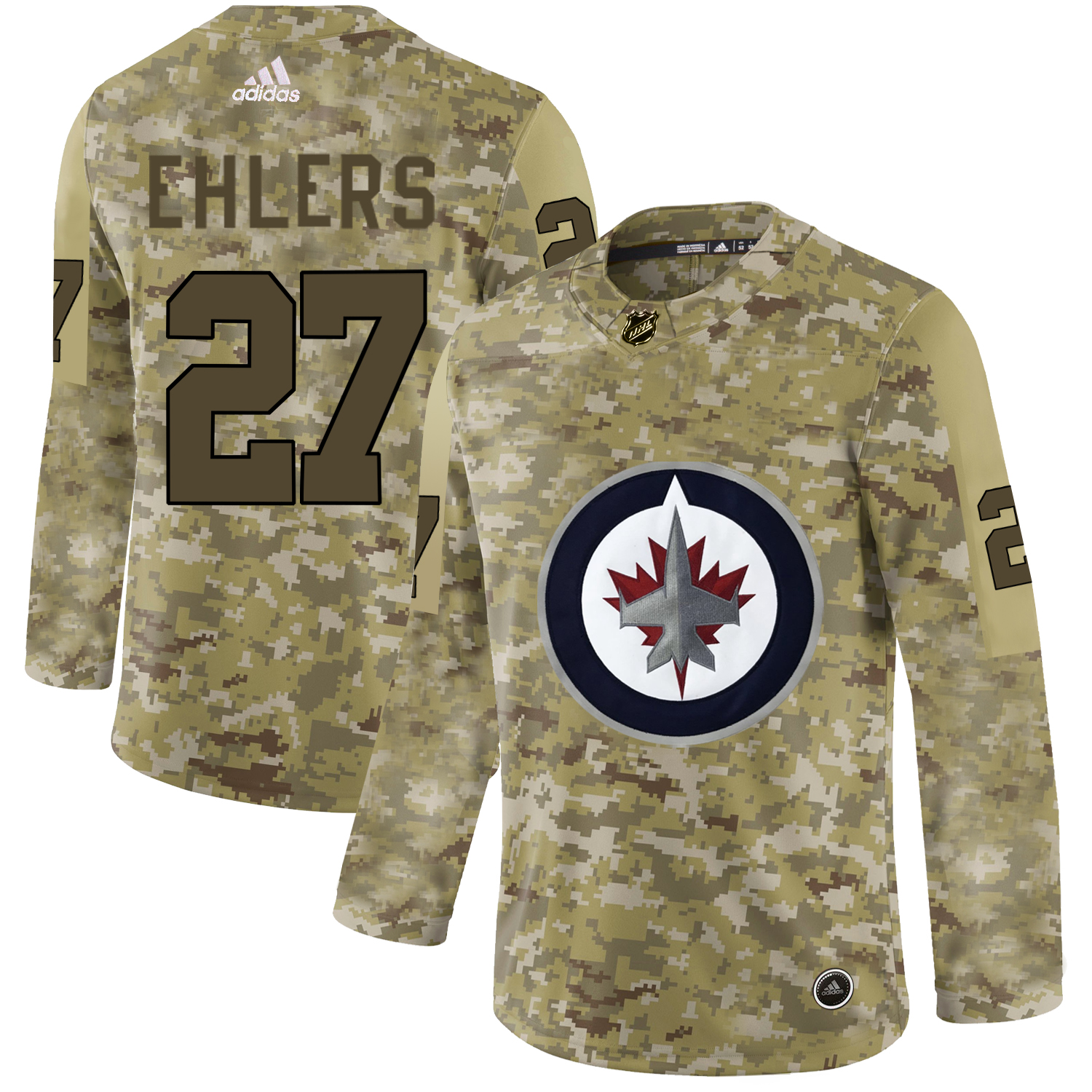 Adidas Jets #27 Nikolaj Ehlers Camo Authentic Stitched NHL Jersey