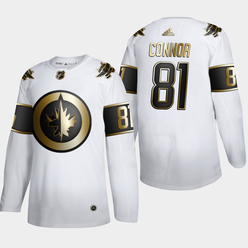 Winnipeg Jets #81 Kyle Connor Men's Adidas White Golden Edition Limited Stitched NHL Jersey Winnipeg Jets #81 Kyle Connor Men's Adidas White Golden Edition Limited Stitched NHL Jersey
