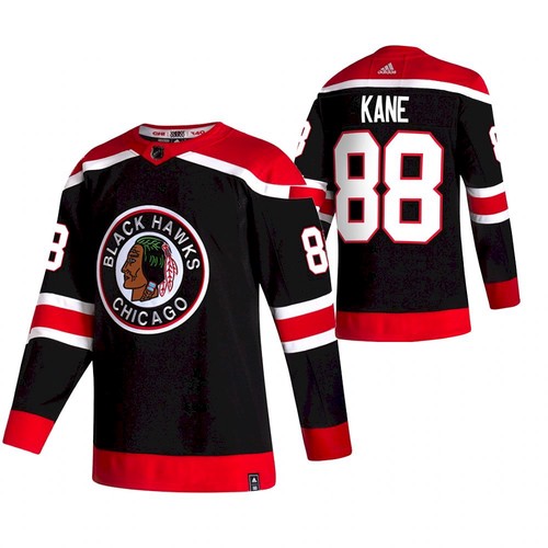Men's Chicago Blackhawks Adidas Black #88 Patrick Kane 2020-21 Reverse Retro Stitched Jersey Men's Chicago Blackhawks Adidas Black #88 Patrick Kane 2020-21 Reverse Retro Stitched Jersey