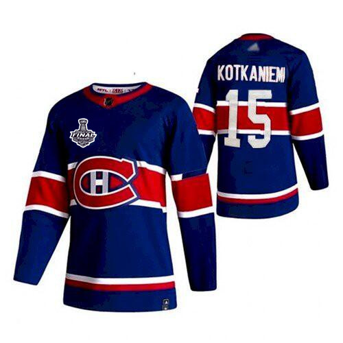 Men's Montreal Canadiens #15 Jesperi Kotkaniemi 2021 Blue Stanley Cup Final Stitched Jersey