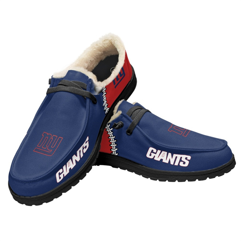 Women's New York Giants Loafers Lace Up Fuzzy Lined Shoes 002 (Pls check description for details)
