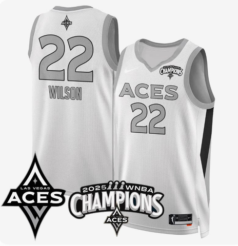 Men's Las Vegas Aces Custom White/Silver 2025 Championship Dri-FIT Basketball Jersey