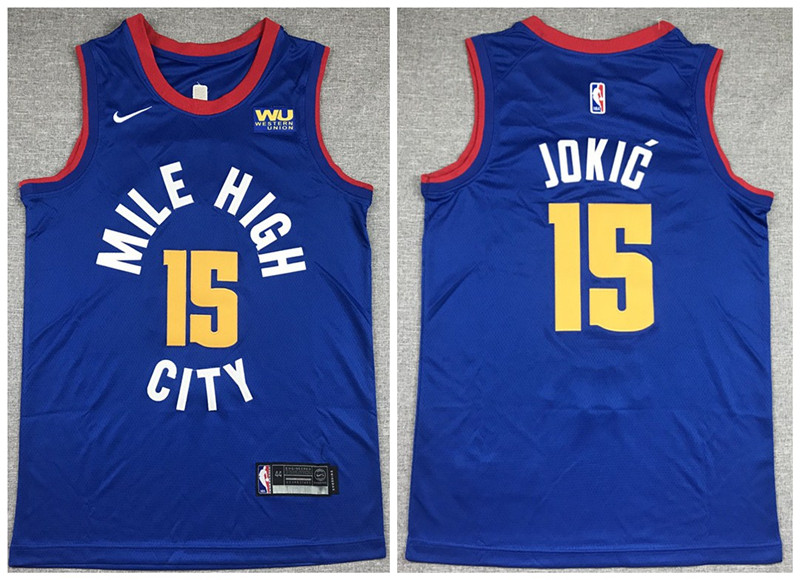 Men's Denver Nuggets #15 Nikola Jokic Blue Stitched Jersey Men's Denver Nuggets #15 Nikola Jokic Blue Stitched Jersey