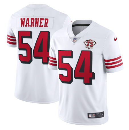 Men's San Francisco 49ers #54 Fred Warner 2021 White 2nd 75th ...