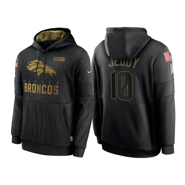 Men's Denver Broncos #10 Jerry Jeudy Black NFL 2020 Salute To Service Sideline Performance Pullover Hoodie Men's Denver Broncos #10 Jerry Jeudy Black NFL 2020 Salute To Service Sideline Performance Pullover Hoodie