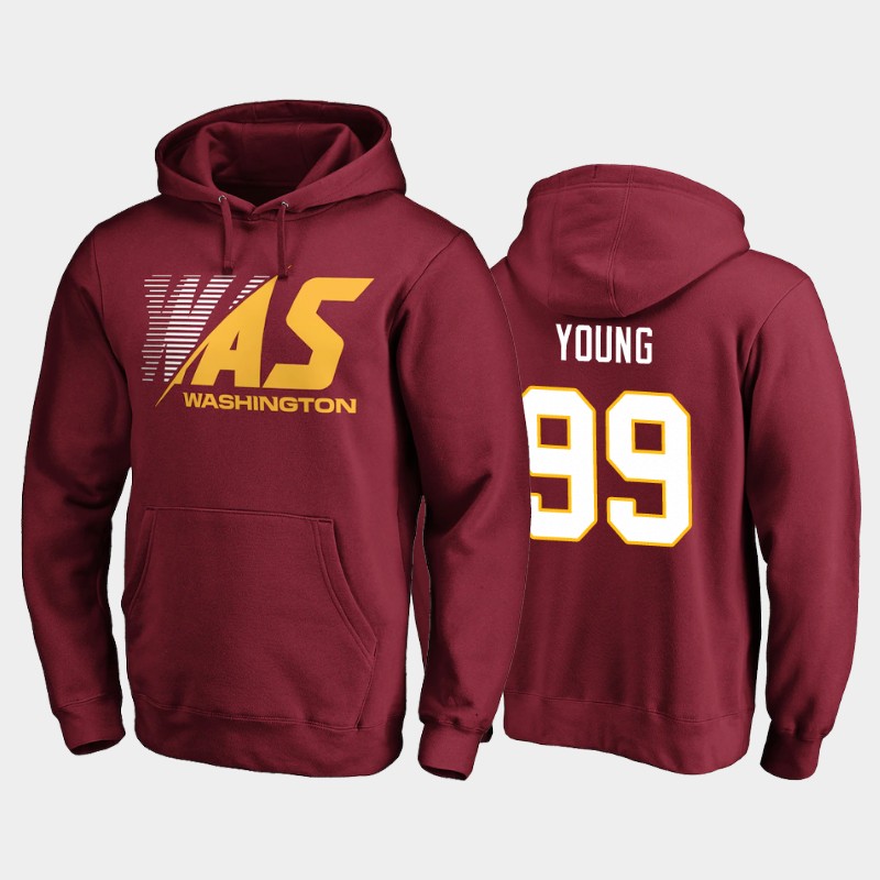 Men's Washington Football Team #99 Chase Young 2020 NFL Burgundy Stealth Scanner Pullover Hoodie