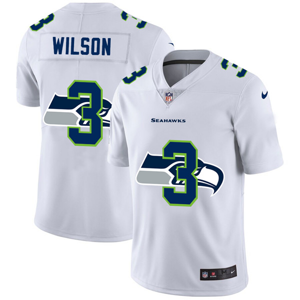 Men's Seattle Seahawks #3 Russell Wilson White NFL Stitched Jersey
