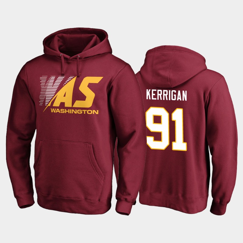 Men's Washington Football Team #91 Ryan Kerrigan 2020 NFL Burgundy Stealth Scanner Pullover Hoodie