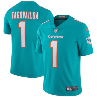 Men's Miami Dolphins #1 Tua Tagovailoa 2020 Aqua Vapor Limited Stitched NFL Jersey
