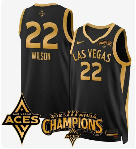 Men's Las Vegas Aces Custom Black 2025 Championship Dri-FIT Basketball Jersey