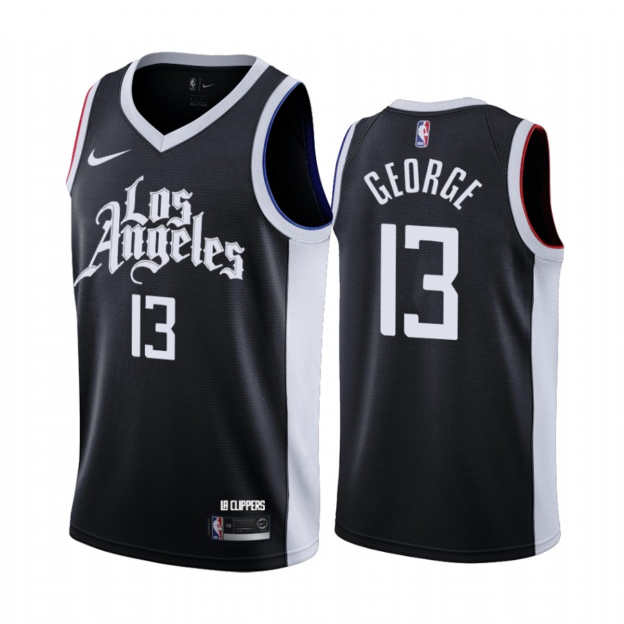 Men's Los Angeles Clippers #13 Paul George Black 2020-21 City Edition Stitched NBA Jersey Men's Los Angeles Clippers #13 Paul George Black 2020-21 City Edition Stitched NBA Jersey