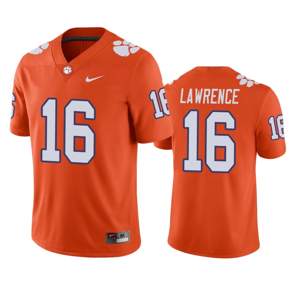 Men's Nike #16 Orange Clemson Tigers Game Stitched Jersey