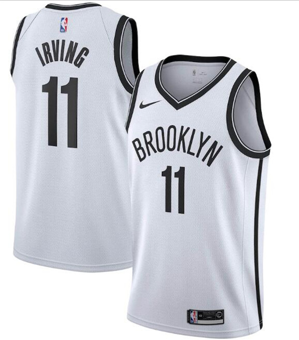 Men's Brooklyn Nets #11 Kyrie Irving White NFL Association Edition Swingman Stitched Jersey