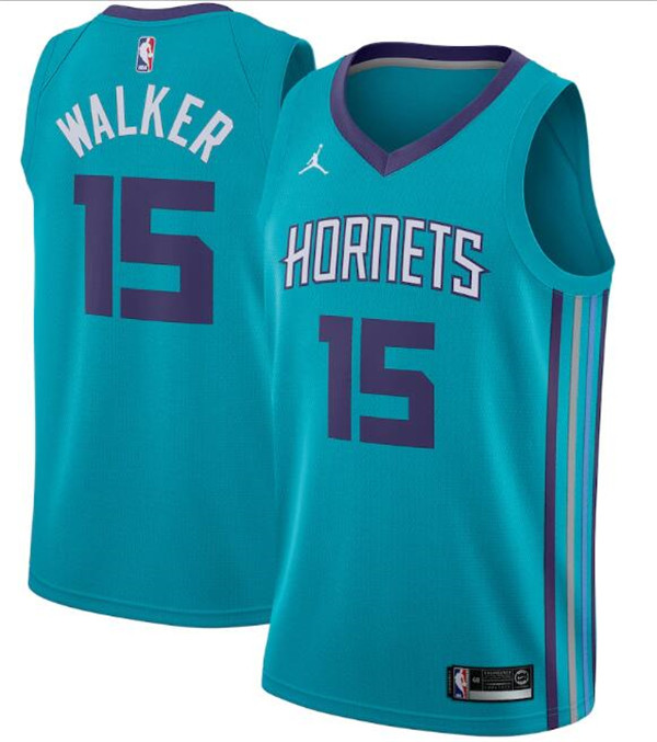 Men's Charlotte Hornets Teal #15 Kemba Walker Icon Edition Swingman Stitched Jersey