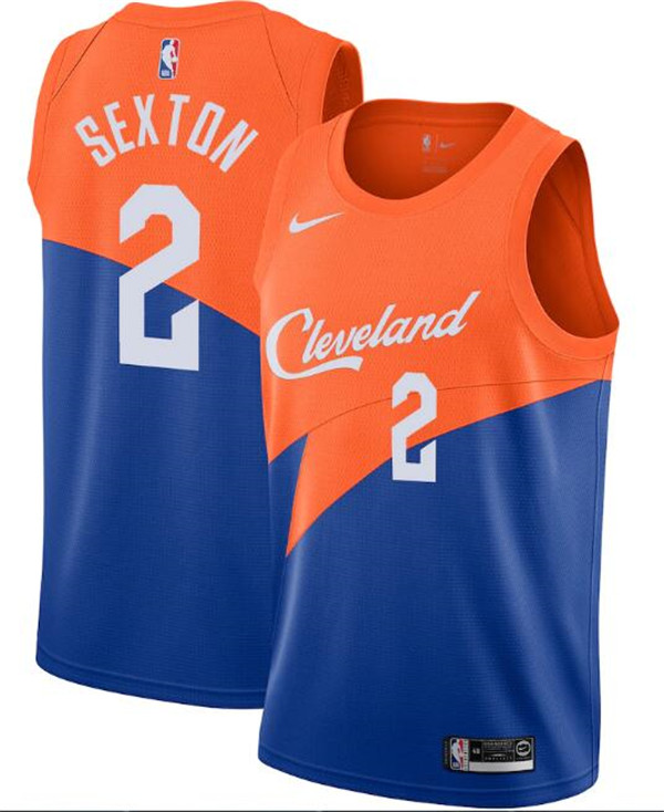 Men's Cleveland Cavaliers Orange &Blue #2 Collin Sexton City Edition Stitched NBA Jersey