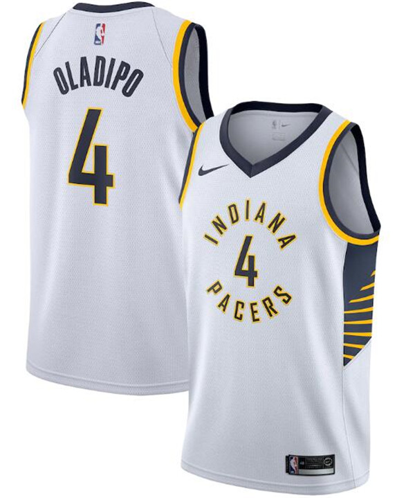 Men's Indiana Pacers #4 Victor Oladipo White NBA Association Edition Stitched Swingman Jersey Men's Indiana Pacers #4 Victor Oladipo White NBA Association Edition Stitched Swingman Jersey