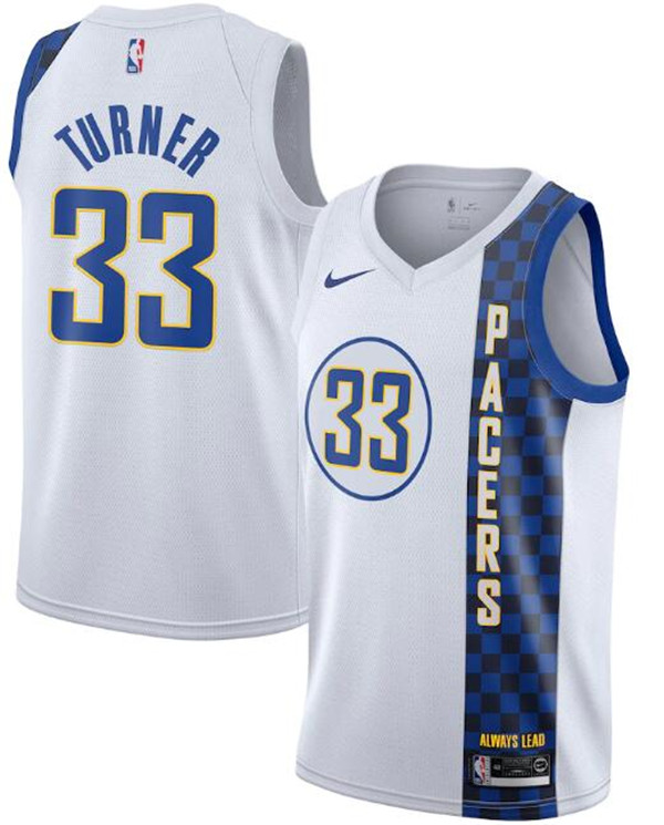 Men's Indiana Pacers White #33 Myles Turner City Edition Swingman Stitched Jersey Men's Indiana Pacers White #33 Myles Turner City Edition Swingman Stitched Jersey