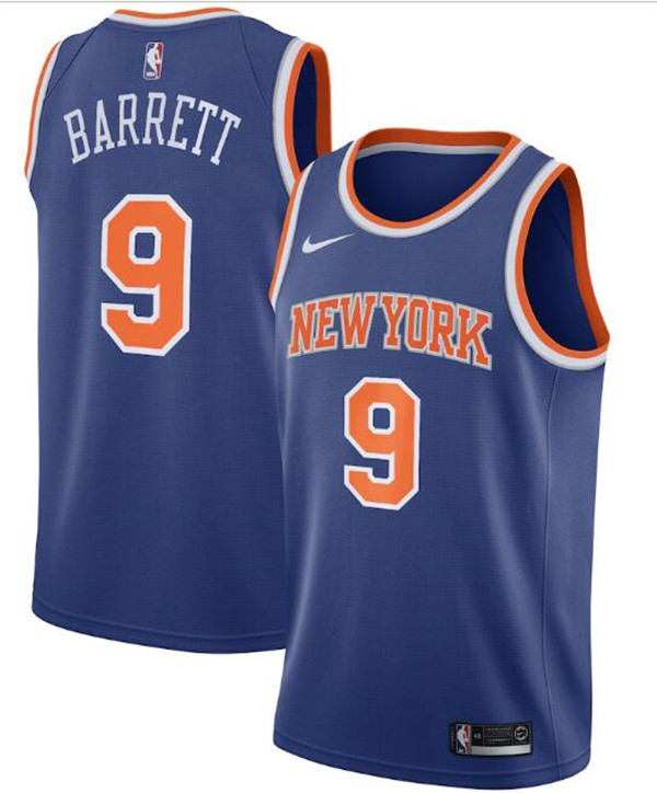 New Yok Knicks #9 R.J. Barrett Blue NBA Icon Edition Stitched Swingman Jersey