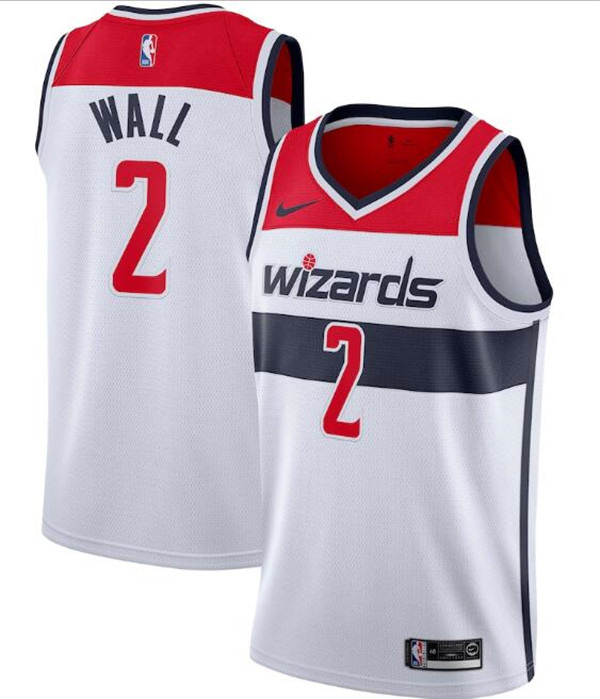 Men's Washington Wizards #2 John Wall White NBA Association Edition Swingman Stitched Jersey