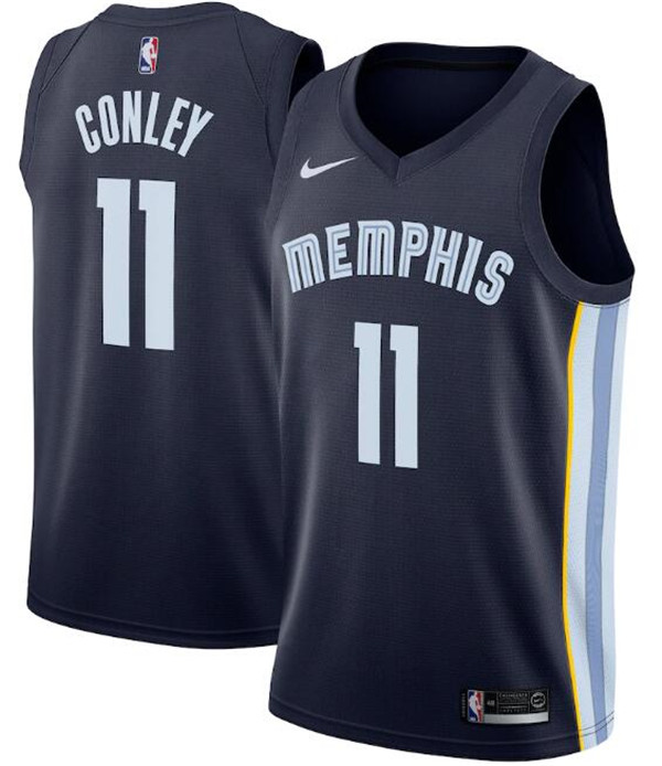 Men's Memphis Grizzlies #11 Mike Conley Navy NBA Icon Edition Stitched Jersey