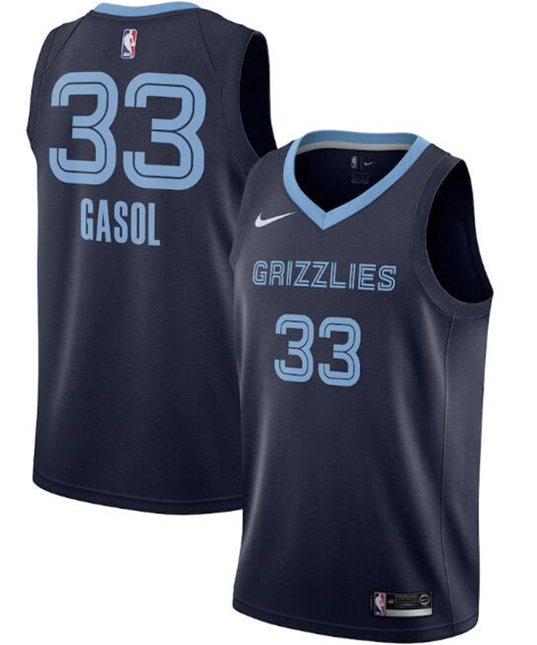 Men's Memphis Grizzlies #33 Marc Gasol Navy NBA Icon Edition Stitched Jersey