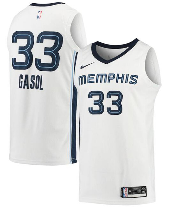 Men's Memphis Grizzlies #33 Marc Gasol White NBA Association Edition Stitched Jersey
