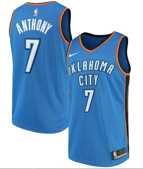 Men's Oklahoma City Thunder #7 Carmelo Anthony Blue NBA Icon Edition Stitched NBA Jersey
