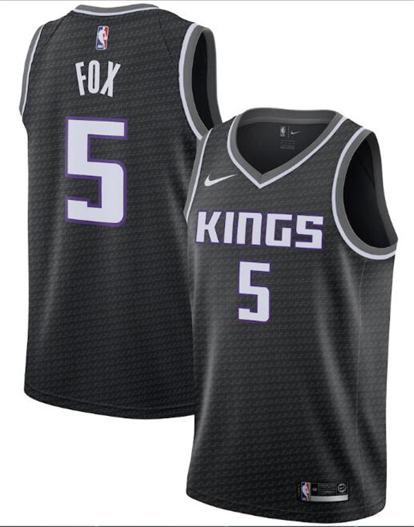 Men's Sacramento Kings #5 De'Aaron Fox Black NBA Statement Editon Stitched Jersey