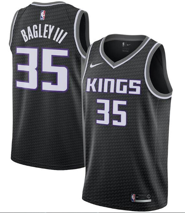 Men's Sacramento Kings Black #35 Marvin Bagley III Statement Editon Stitched Jersey