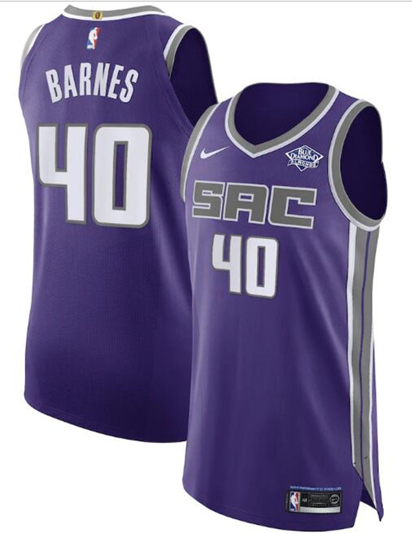 Men's Sacramento Kings #40 Harrison Barnes Purple NBA Icon Edition Stitched Jersey