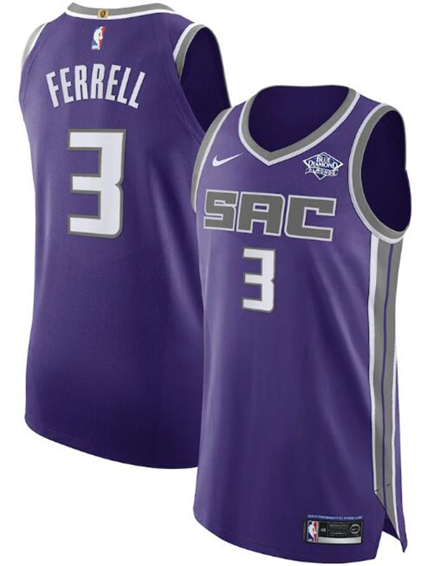 Men's Sacramento Kings #3 Yogi Ferrel Purple NBA Icon Edition Stitched Jersey
