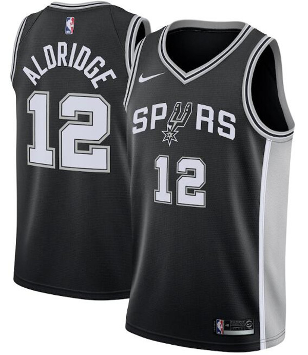 Men's San Antonio Spurs #12 Lamarcus Aldridge Black NBA Icon Edition Swingman Stitched Jersey