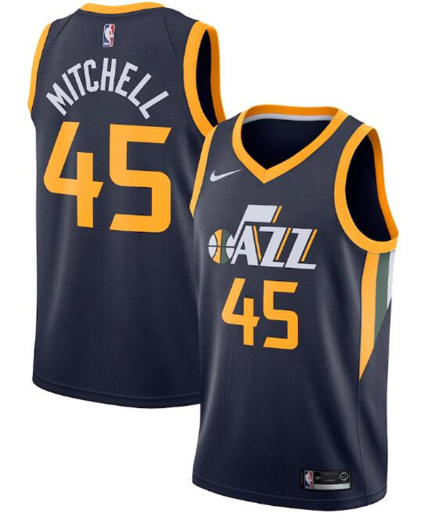 Men's Utah Jazz #45 Donovan Mitchell Navy NBA Icon Edition Swingman Stitched Jersey