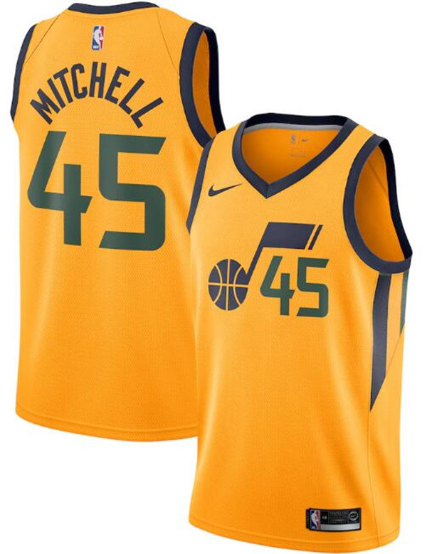 Men's Utah Jazz #45 Donovan Mitchell Gold NBA Statement Edition Swingman Stitched Jersey
