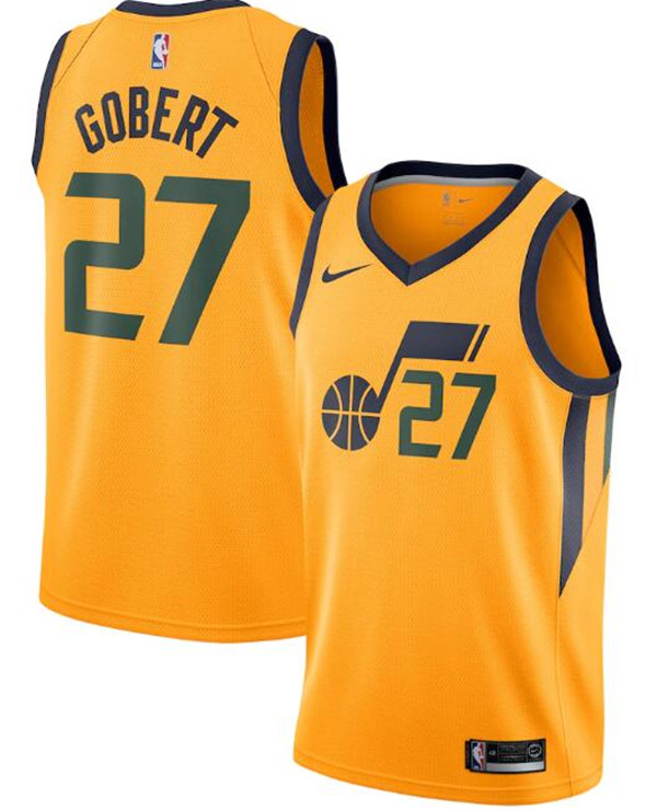 Men's Utah Jazz #27 Rudy Gobert Yellow NBA Statement Edition Swingman Stitched Jersey