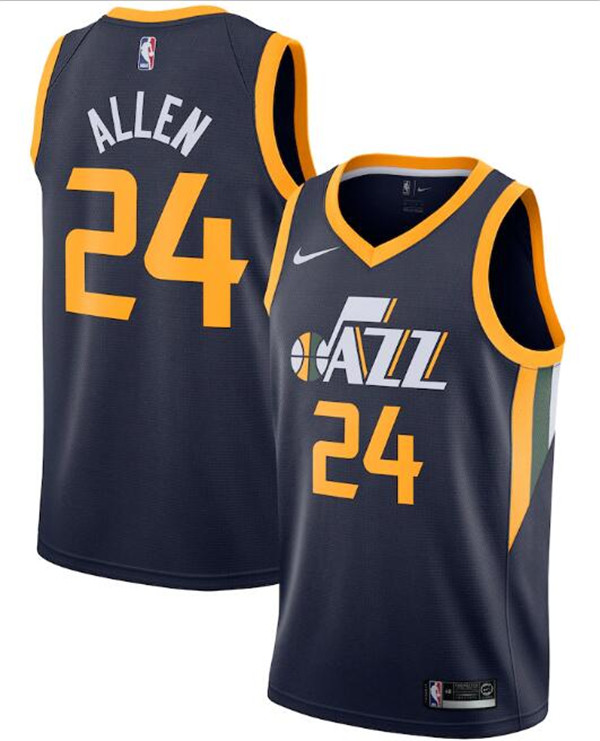 Men's Utah Jazz #24 Grayson Allen Navy NBA Icon Edition Swingman Stitched Jersey