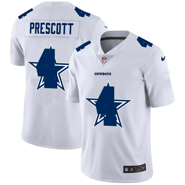 Men's Dallas Cowboys #4 Dak Prescott White NFL Stitched Jersey