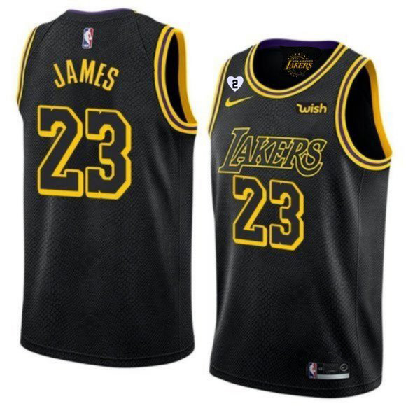 Men's Los Angeles Lakers #23 LeBron James With Gigi Patch Black NBA Stitched Jersey