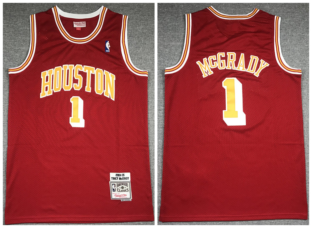 Magic #1 Tracy Mcgrady Red NBA Mount Zion Christian Academy High School Stitched Jersey