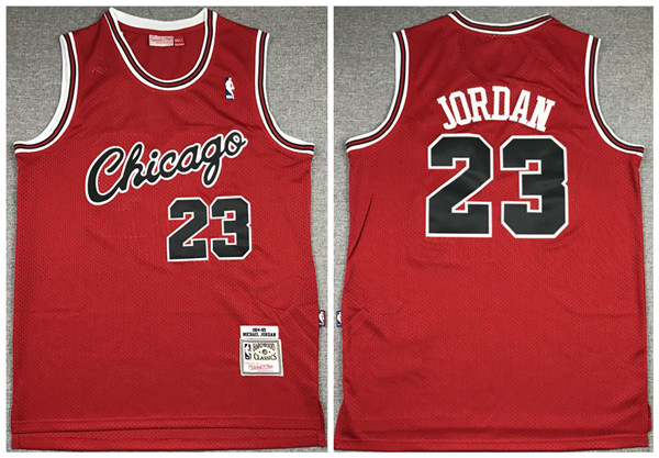 Men's Chicago Bulls #23 Michael Jordan 1984-85 Red NBA Throwback Stitched Jersey