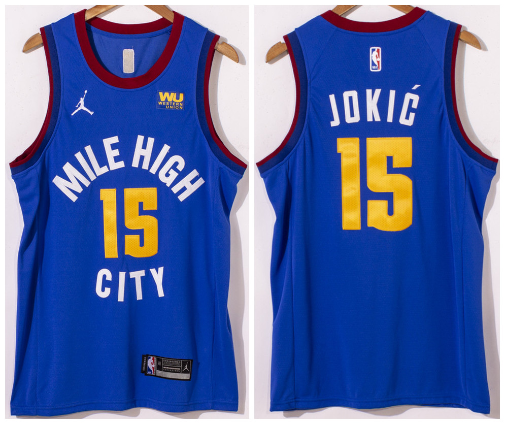 Men's Denver Nuggets #15 Nikola Jokic Blue Stitched Jersey Men's Denver Nuggets #15 Nikola Jokic Blue Stitched Jersey