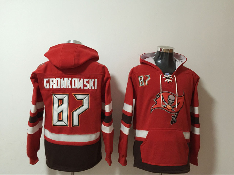 Men's Tampa Bay Buccaneers #87 Rob Gronkowski Red All Stitched Hooded Sweatshirt