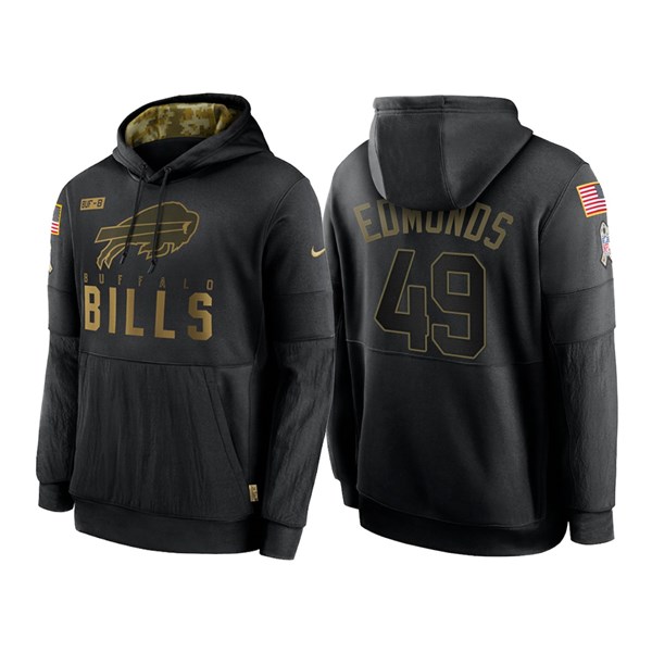 Men's Buffalo Bills #49 Tremaine Edmunds Black NFL 2020 Salute To Service Sideline Performance Pullover Hoodie