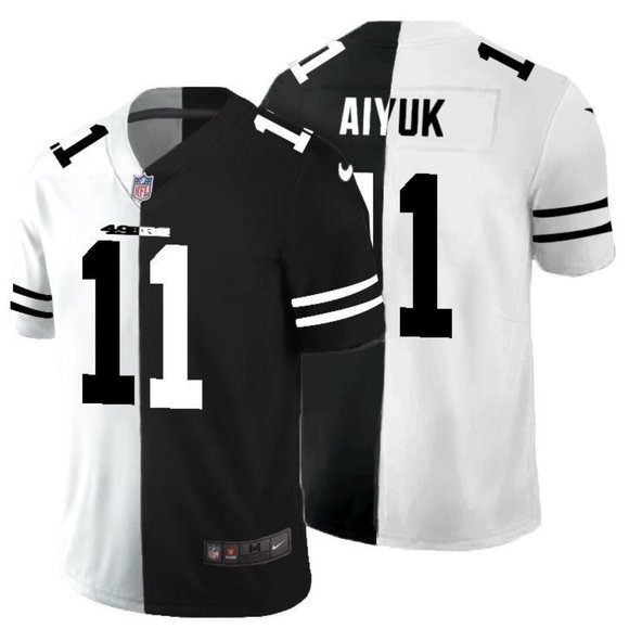 Men's San Francisco 49ers #11 Brandon Aiyuk Black & White NFL Split Limited Stitched Jersey