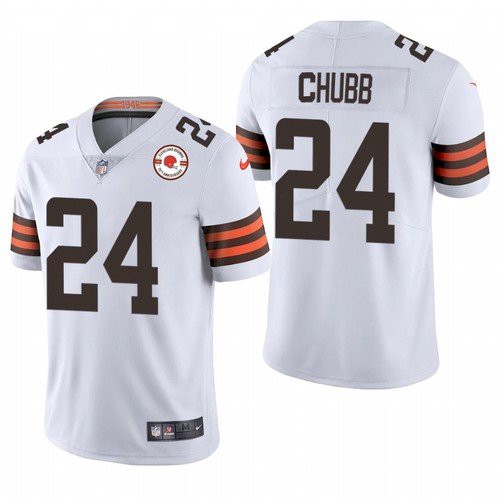 Men's Cleveland Browns #24 Nick Chubb 2021 White NFL 75th Anniversary Vapor Untouchable Limited Stitched Jersey