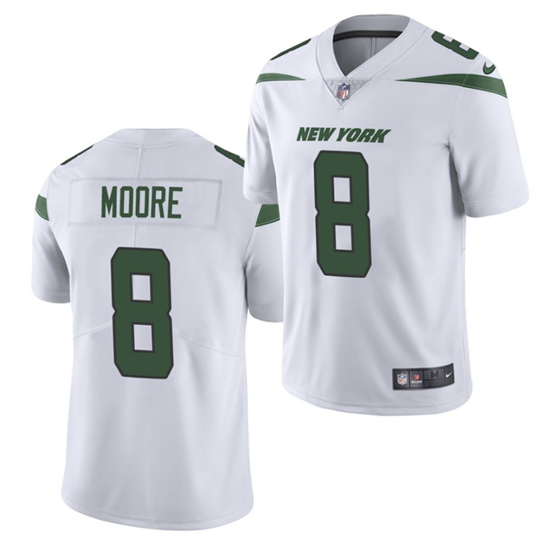 Men's New York Jets #8 Elijah Moore 2021 White NFL Vapor Untouchable Limited Stitched Jersey