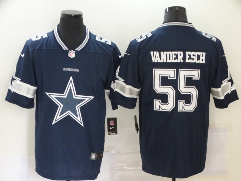 Men's Dallas Cowboys #55 Leighton Vander Esch Navy NFL 2020 Team Big Logo Limited Stitched Jersey